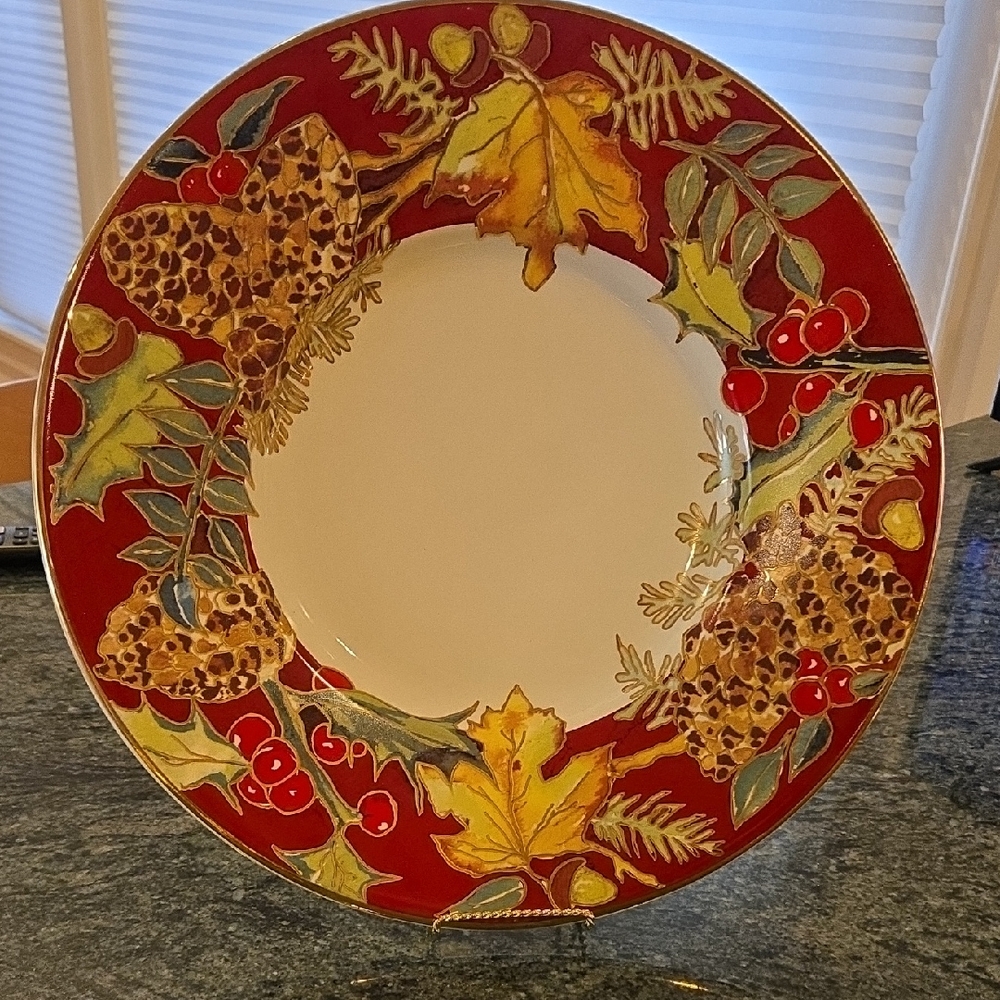 F. Giorgi for VARM Ceramica Festive Red and Gold Serving Plate